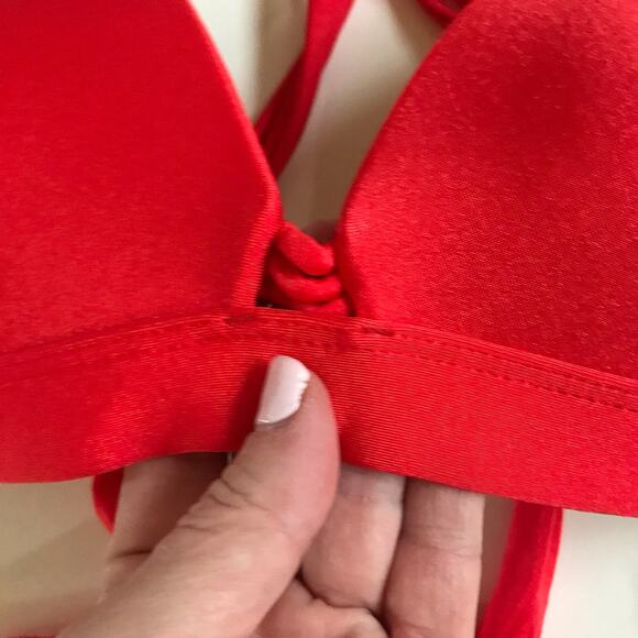 Luli Fama Bathing Swim Suit Red Molded Push Up Bandeau Halter Top NWT Size XS - Picture 5 of 10